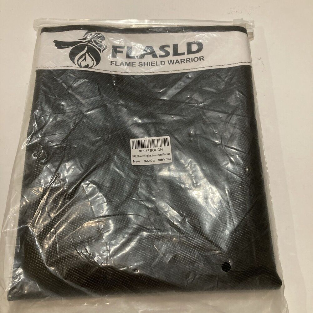 FLASLD Fireproof Fireplace Mat 24×42Inch Black Half Round Hearth Rug Protect